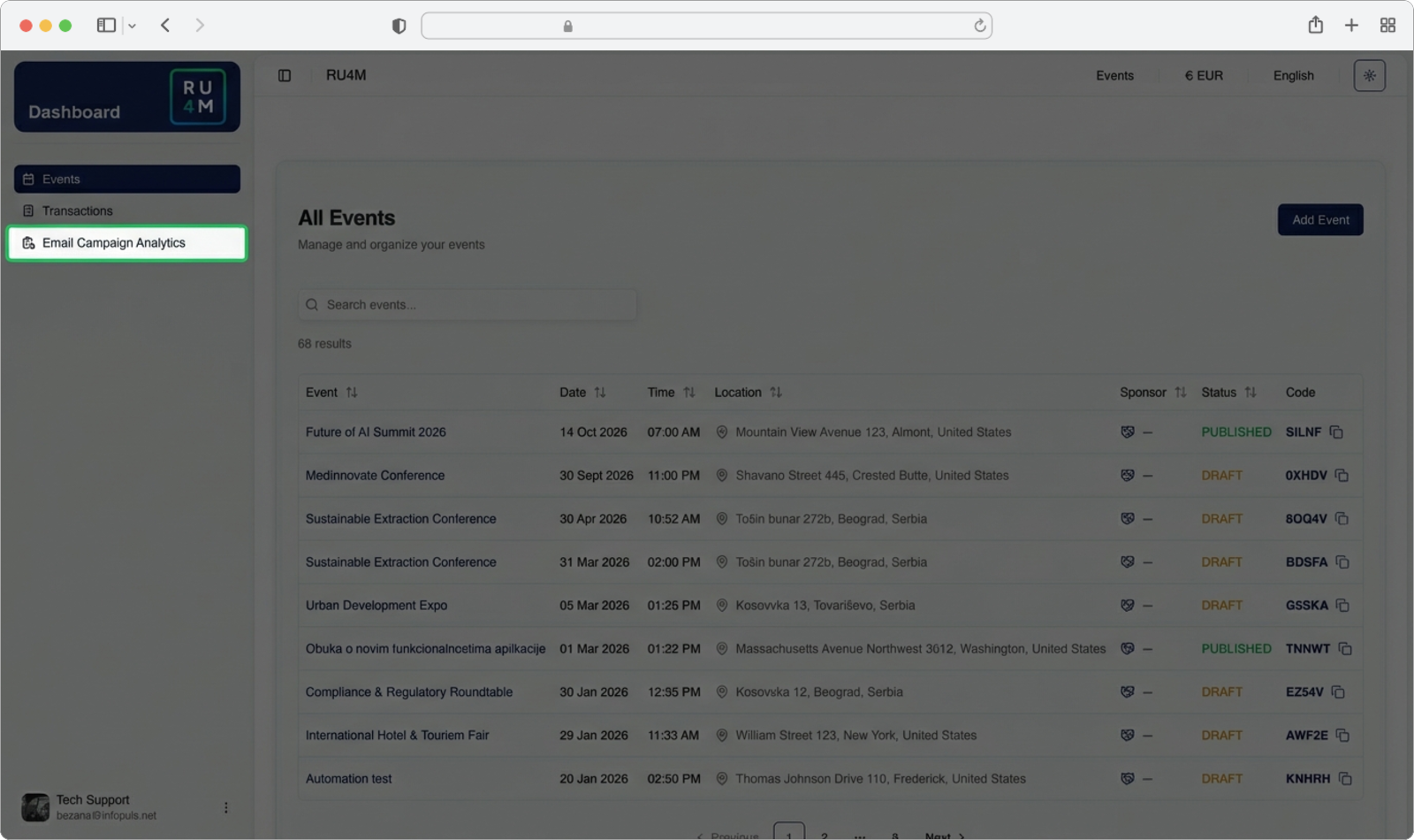 Navigate to Email Campaign Analytics in the side menu